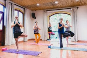 Mimi's yoga class at Finca Rosa Blanca